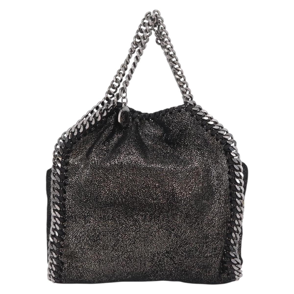 Stella McCartney Falabella Chain Hand Bag Polyester 2way Black Auth ka6425A