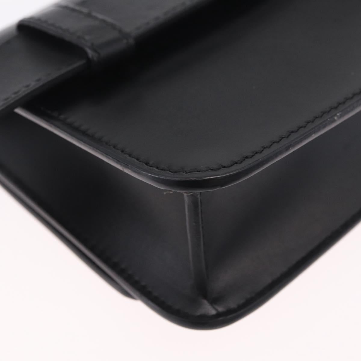 BURBERRY Shoulder Bag Leather Black Gold Tone Auth ka6426V