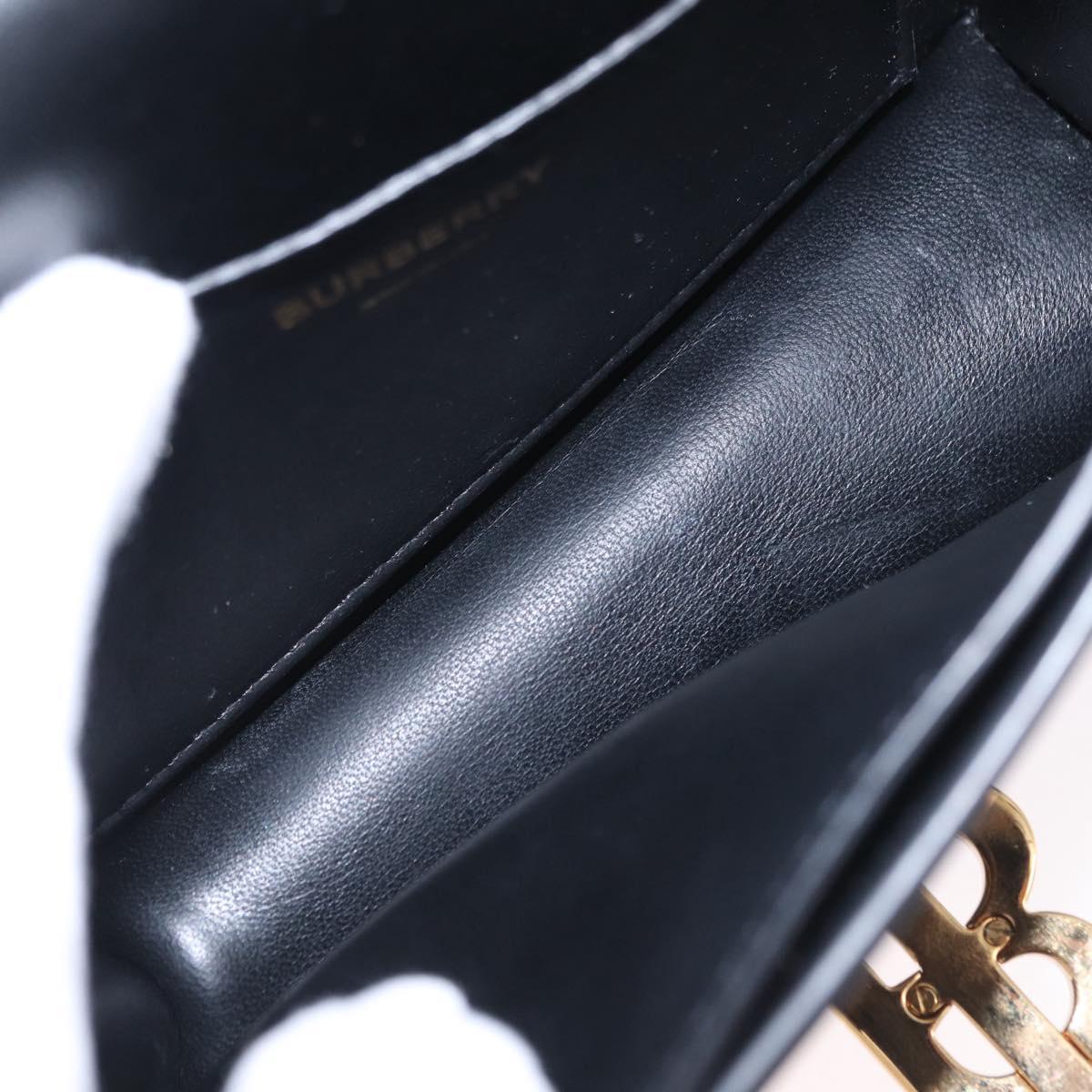 BURBERRY Shoulder Bag Leather Black Gold Tone Auth ka6426V