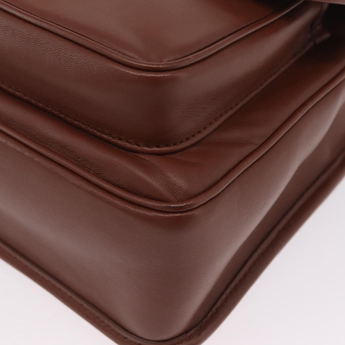 Miu Miu Matelasse Shoulder Bag Leather Brown Gold Tone Auth ka6427M