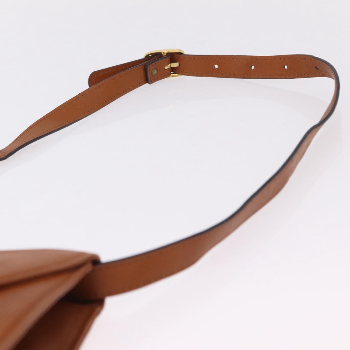 Saint Laurent Shoulder Bag Leather Brown Gold Tone Auth ka6428A