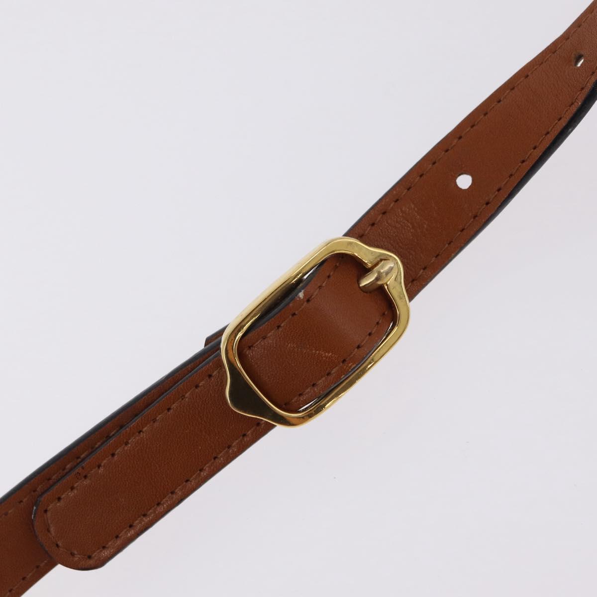 Saint Laurent Shoulder Bag Leather Brown Gold Tone Auth ka6428A