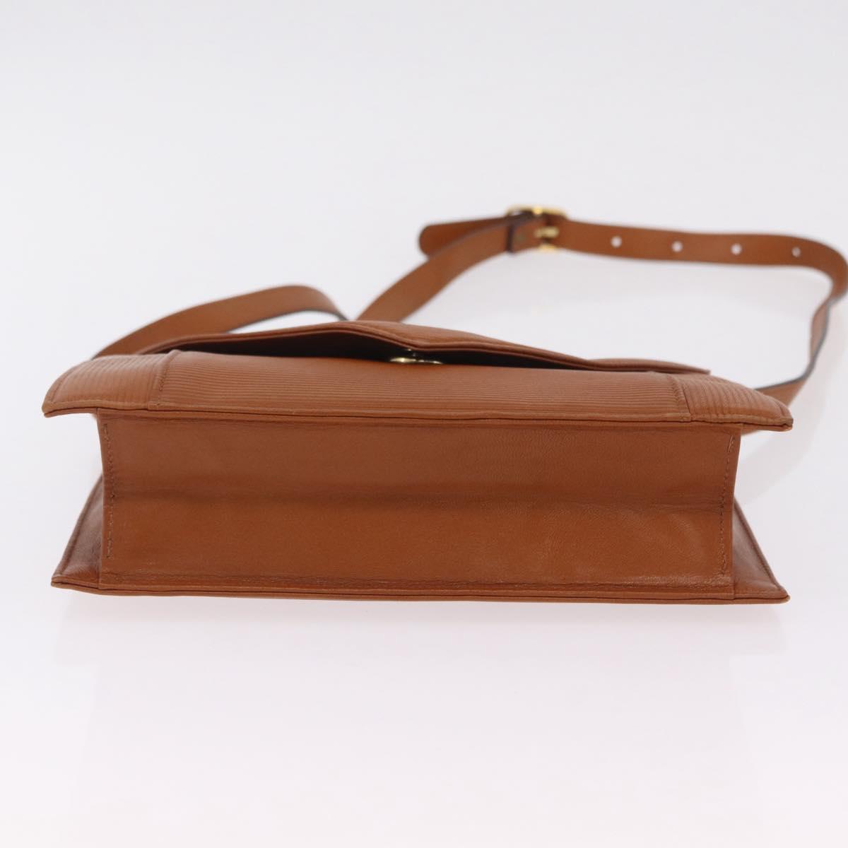 Saint Laurent Shoulder Bag Leather Brown Gold Tone Auth ka6428A