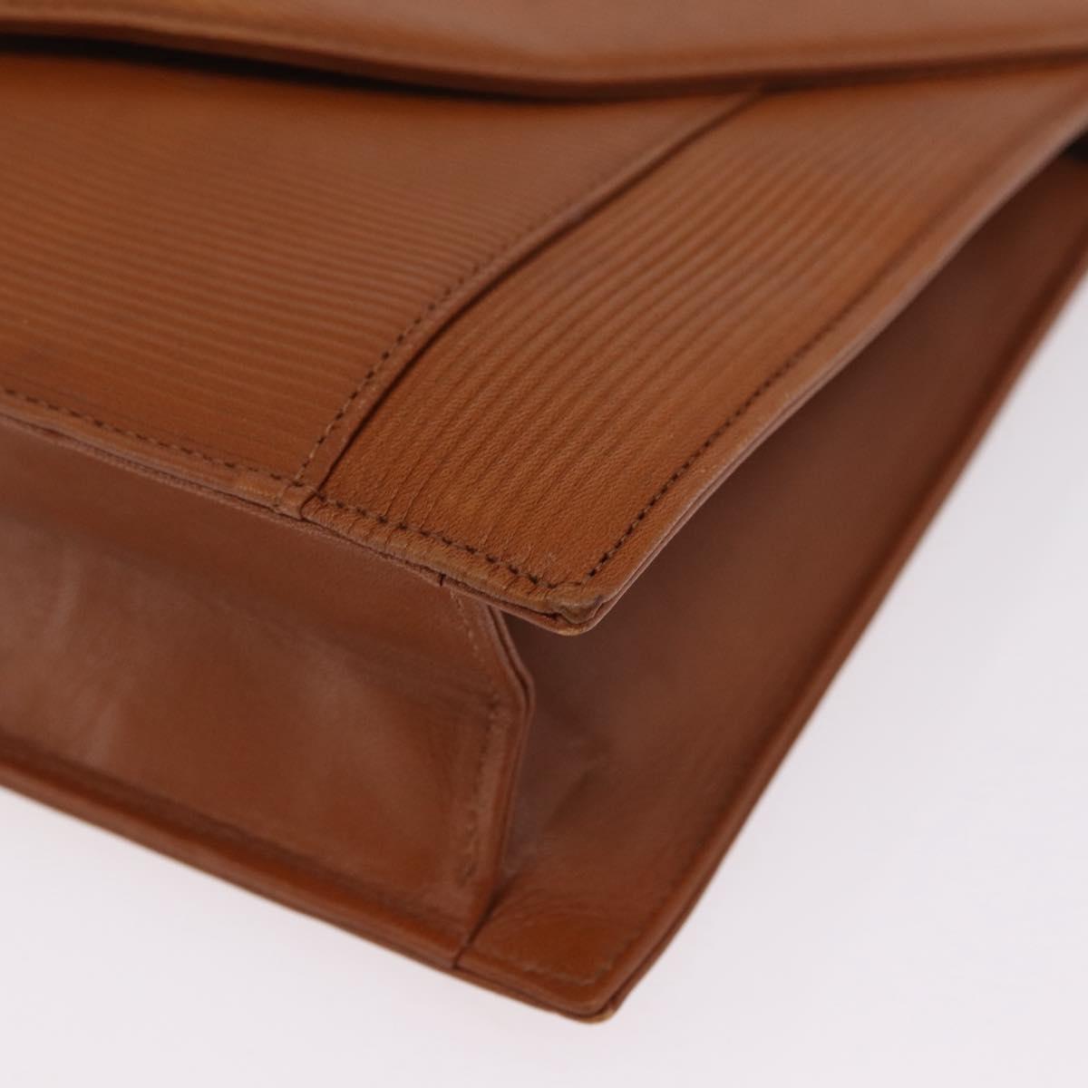 Saint Laurent Shoulder Bag Leather Brown Gold Tone Auth ka6428A