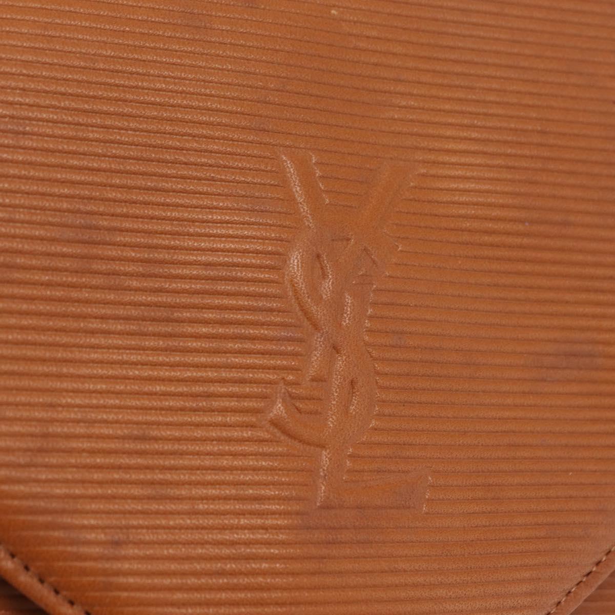 Saint Laurent Shoulder Bag Leather Brown Gold Tone Auth ka6428A
