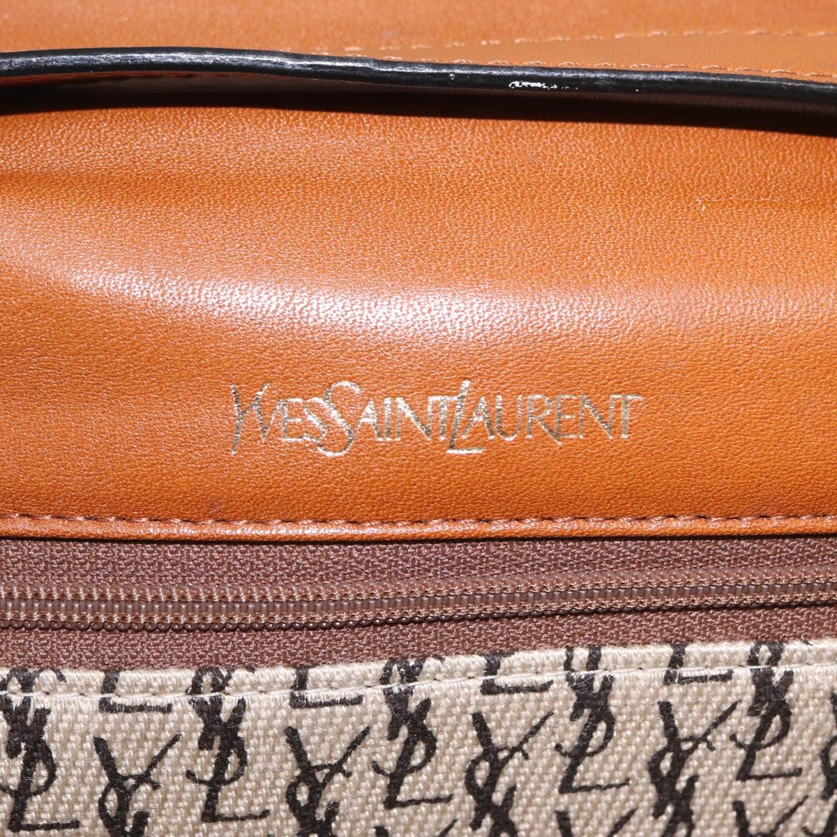 Saint Laurent Shoulder Bag Leather Brown Gold Tone Auth ka6428A