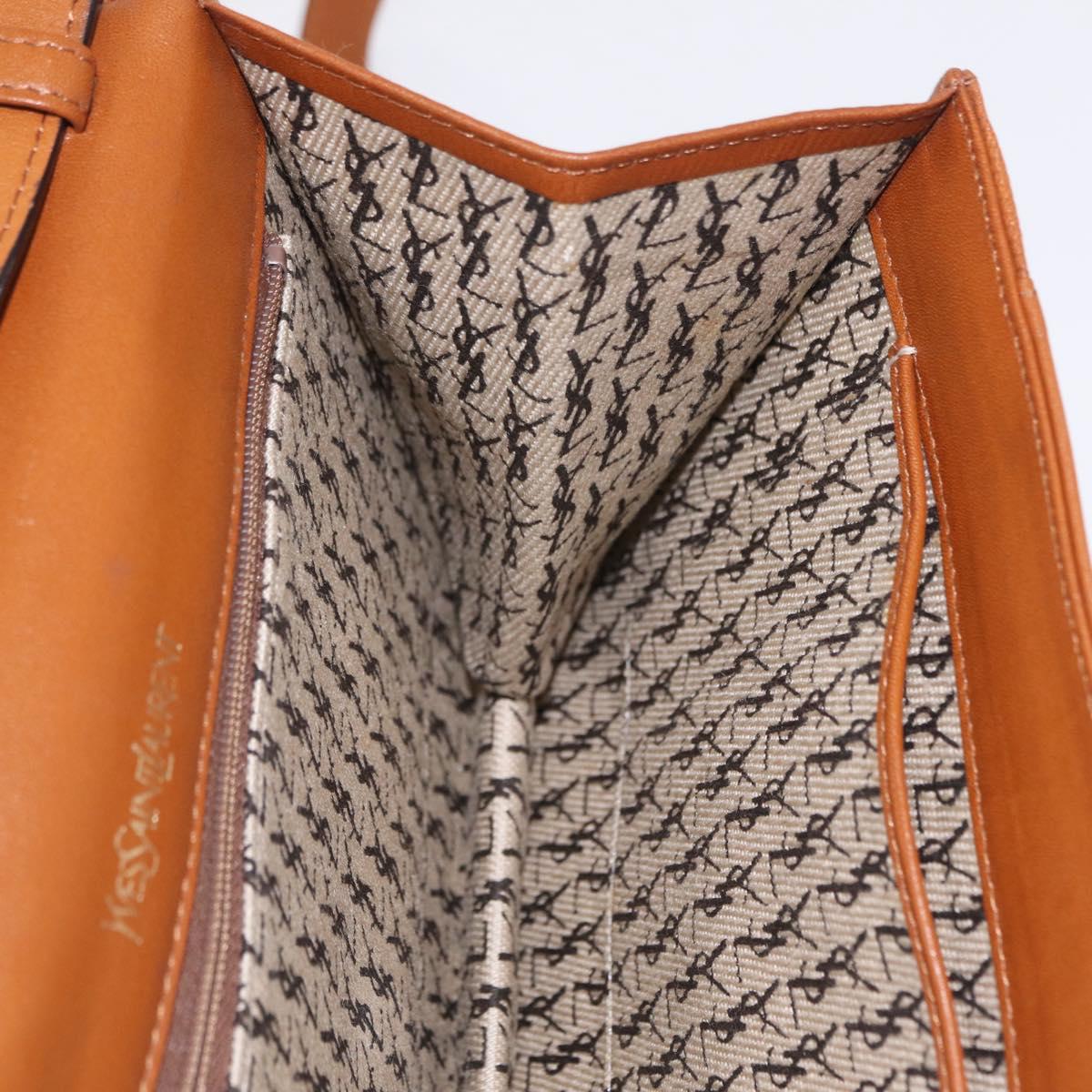 Saint Laurent Shoulder Bag Leather Brown Gold Tone Auth ka6428A