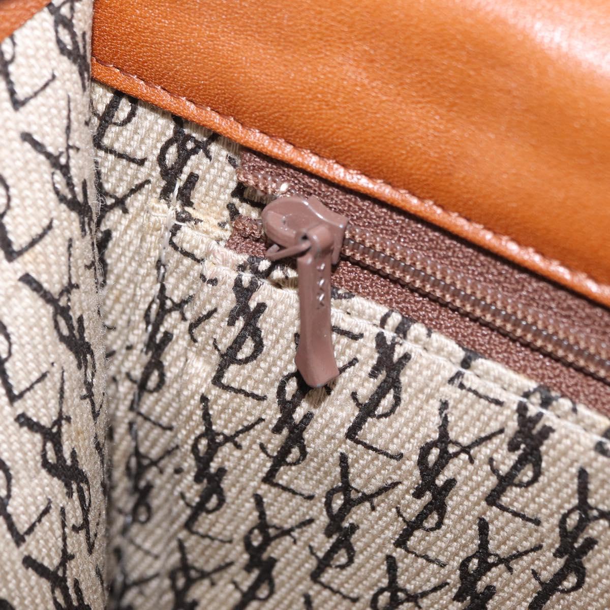 Saint Laurent Shoulder Bag Leather Brown Gold Tone Auth ka6428A