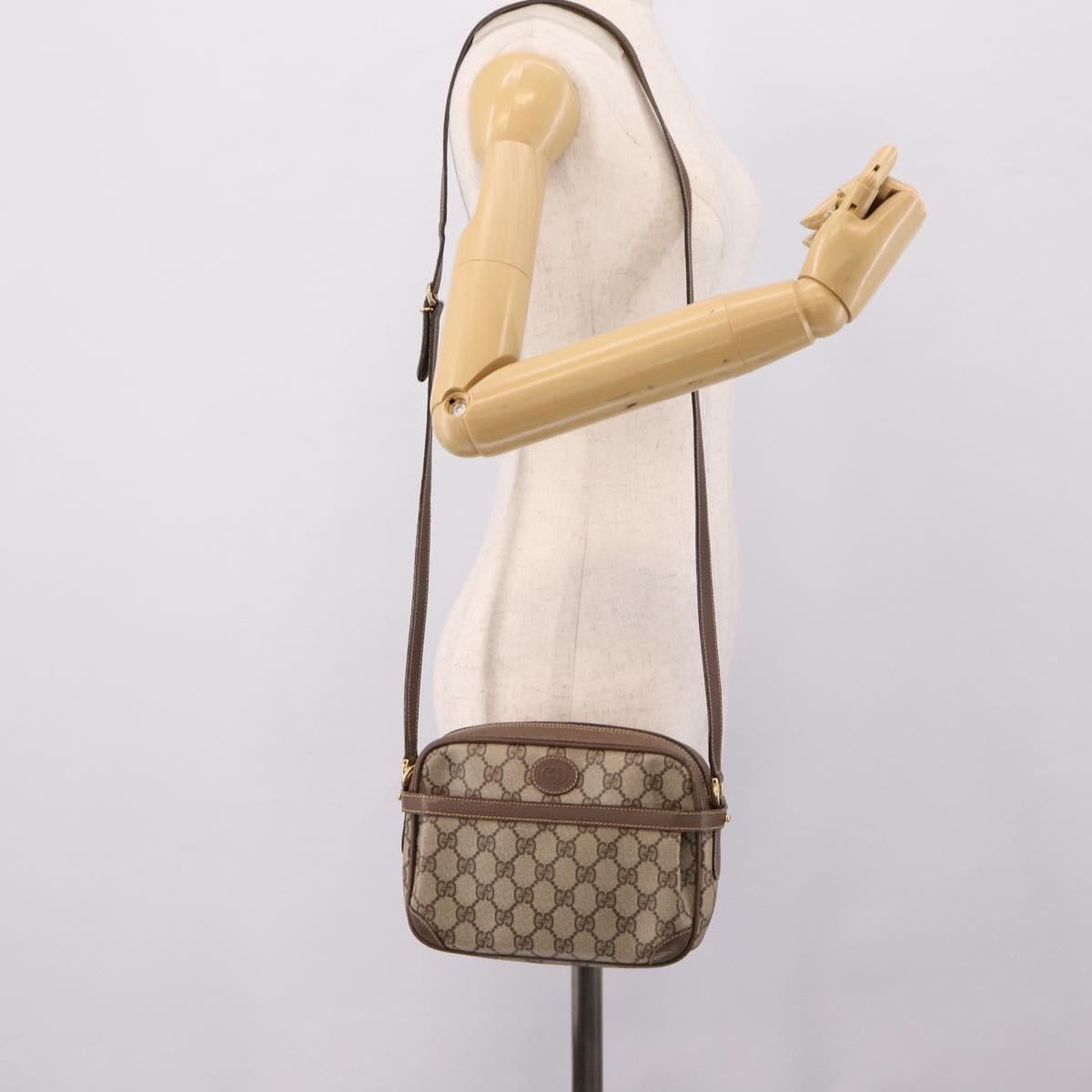 GUCCI GG Supreme Shoulder Bag PVC Beige Gold Tone 007 084 0092 Auth ka6430