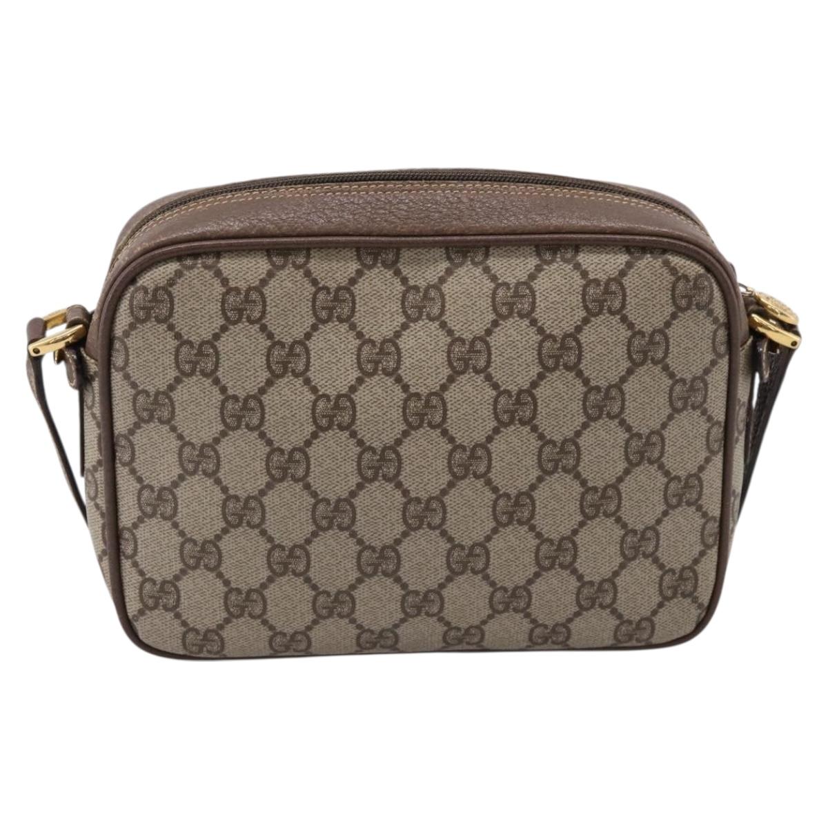 GUCCI GG Supreme Shoulder Bag PVC Beige Gold Tone 007 084 0092 Auth ka6430