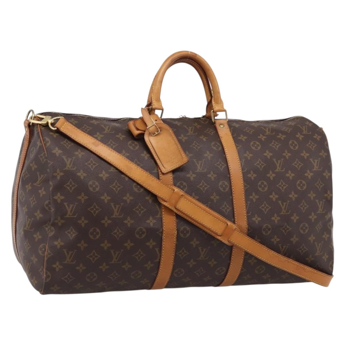 LOUIS VUITTON Monogram Keepall Bandouliere 55 Boston Bag M41414 LV Auth ka6431A