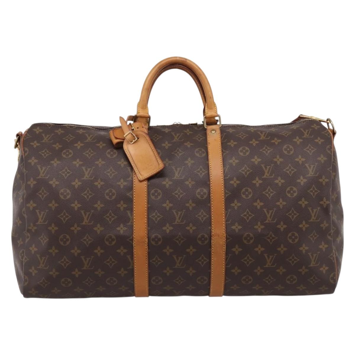 LOUIS VUITTON Monogram Keepall Bandouliere 55 Boston Bag M41414 LV Auth ka6431A