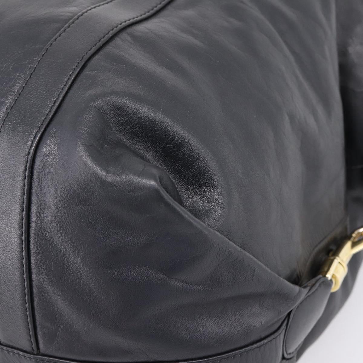 LOEWE Shoulder Bag Leather Black Gold Tone Auth ka6432V