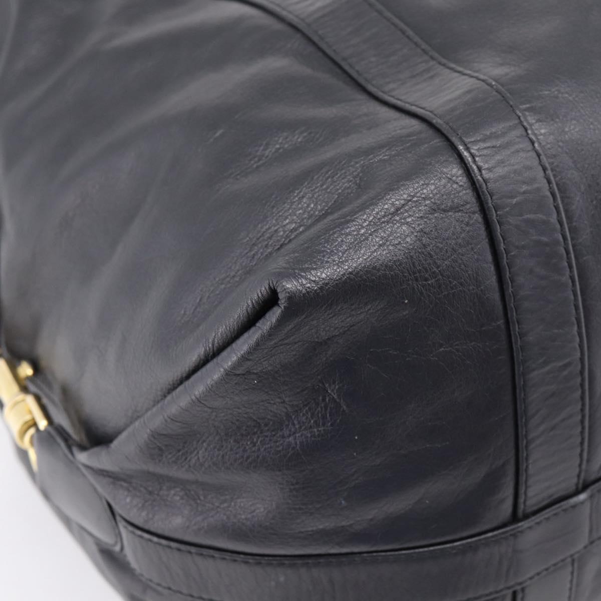 LOEWE Shoulder Bag Leather Black Gold Tone Auth ka6432V
