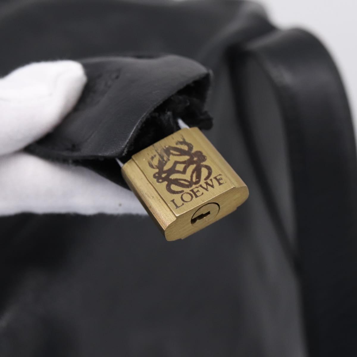 LOEWE Shoulder Bag Leather Black Gold Tone Auth ka6432V