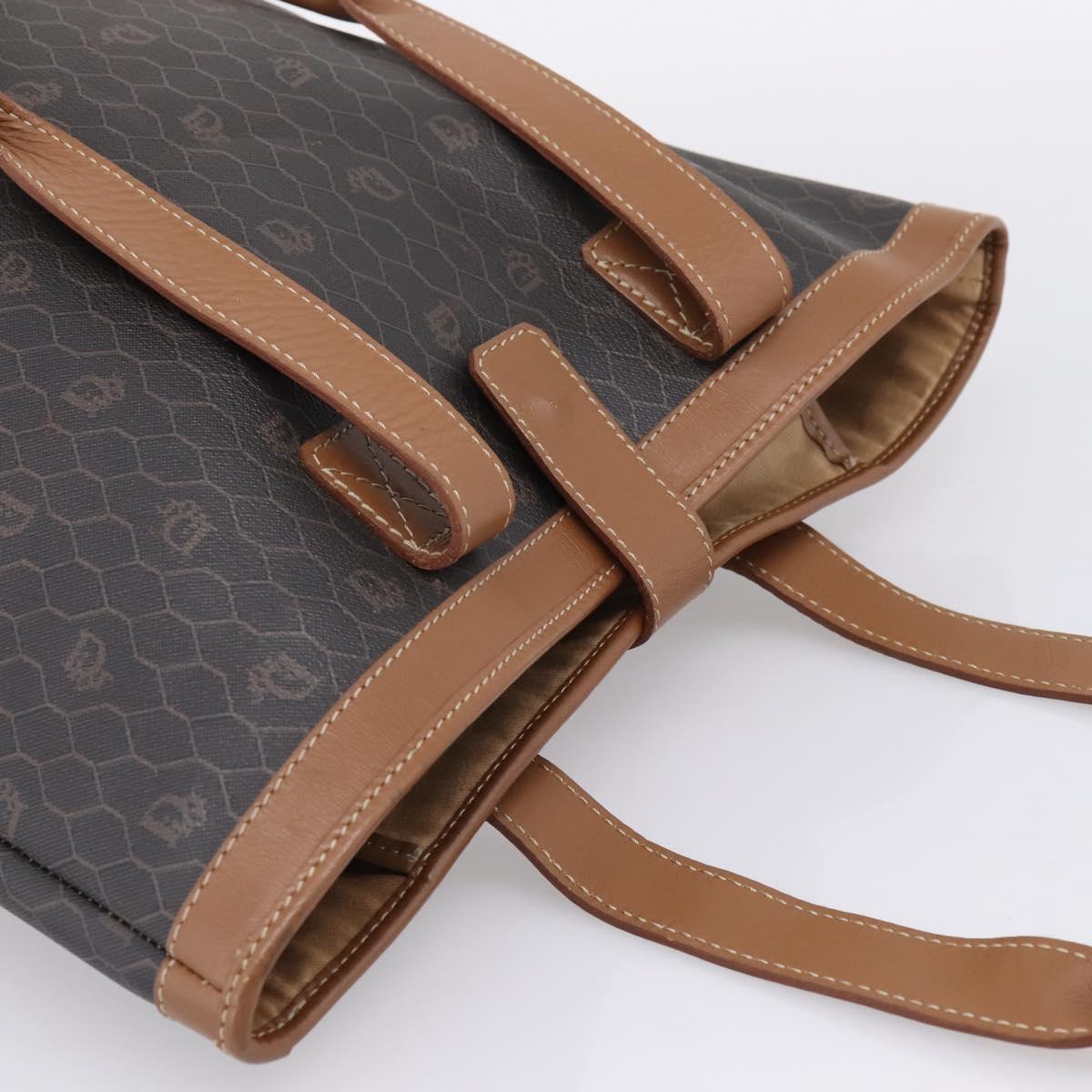Christian Dior Honeycomb Tote Bag PVC Black Brown Auth ka6433A