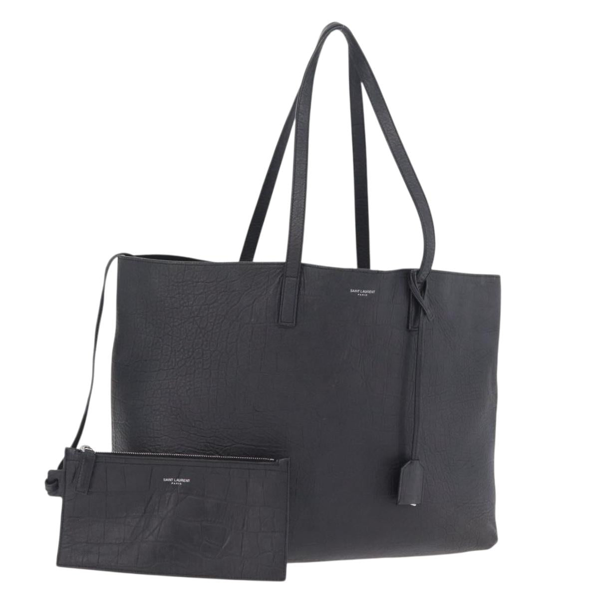 Saint Laurent Tote Bag Leather Black Silver 600261 Auth ka6434V