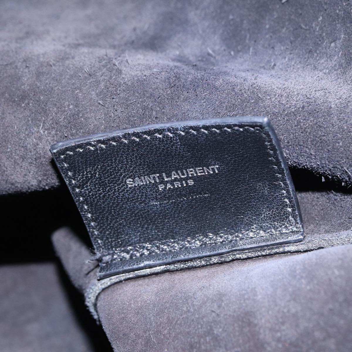 Saint Laurent Tote Bag Leather Black Silver 600261 Auth ka6434V