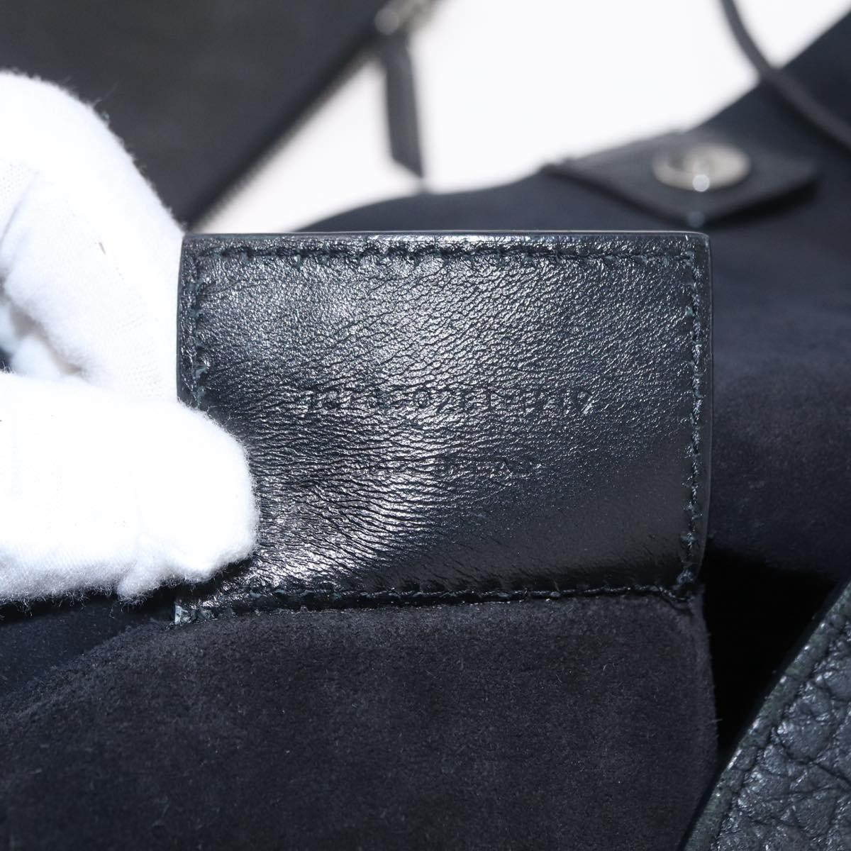 Saint Laurent Tote Bag Leather Black Silver 600261 Auth ka6434V