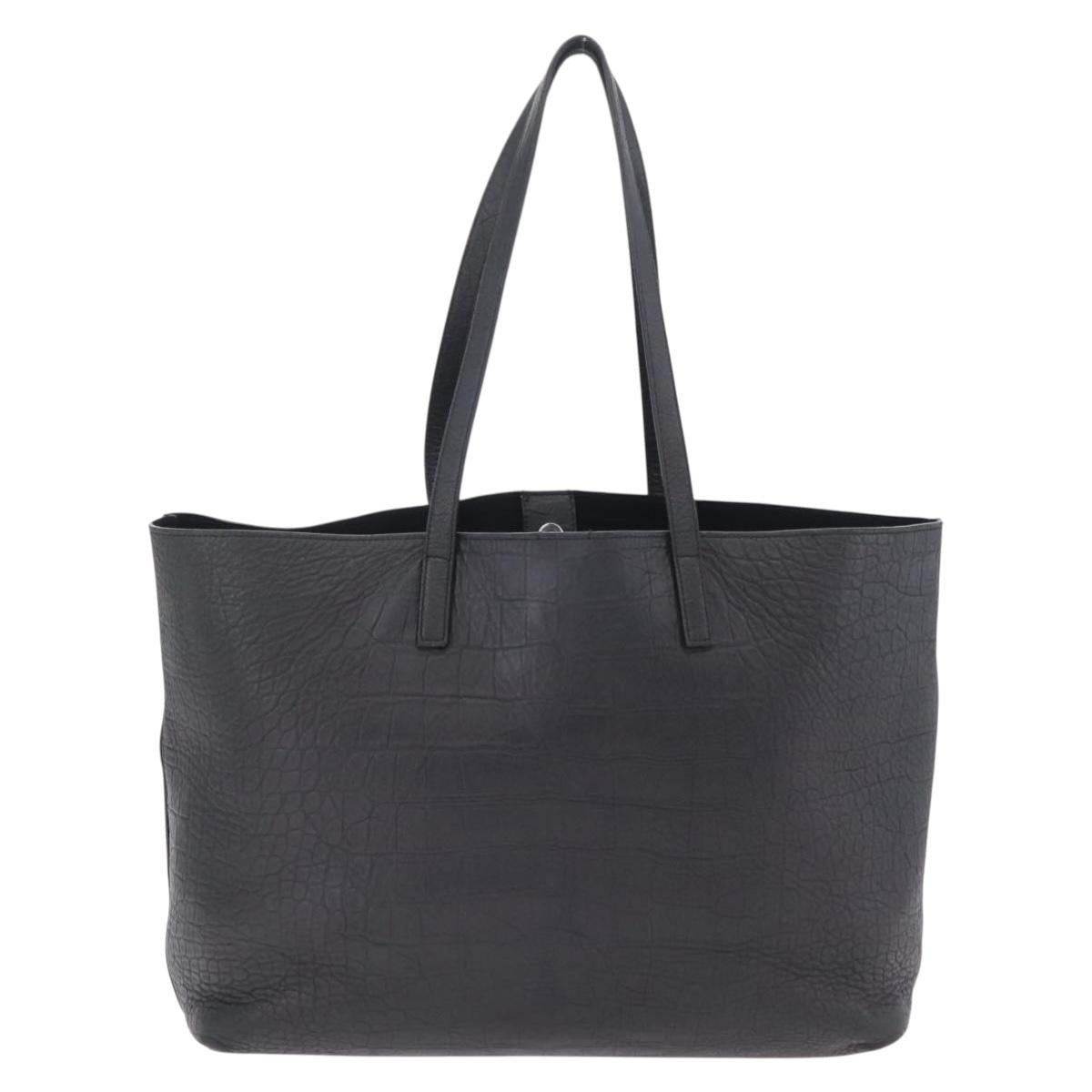 Saint Laurent Tote Bag Leather Black Silver 600261 Auth ka6434V