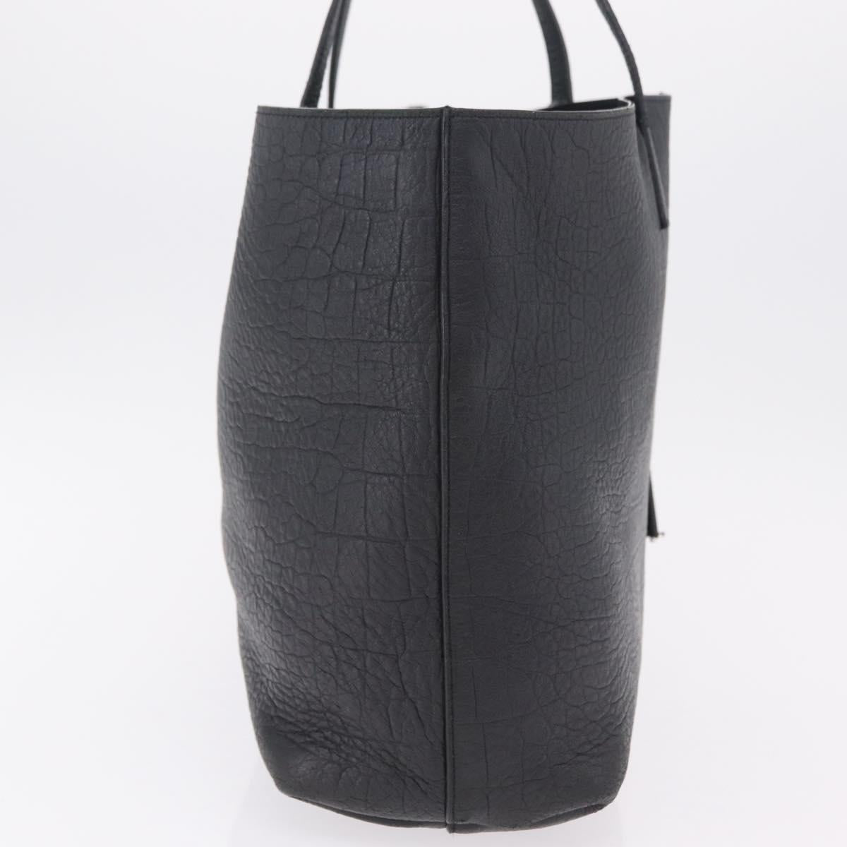 Saint Laurent Tote Bag Leather Black Silver 600261 Auth ka6434V