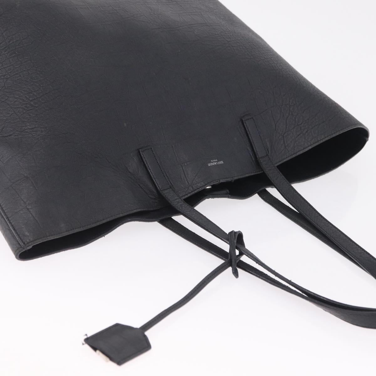 Saint Laurent Tote Bag Leather Black Silver 600261 Auth ka6434V