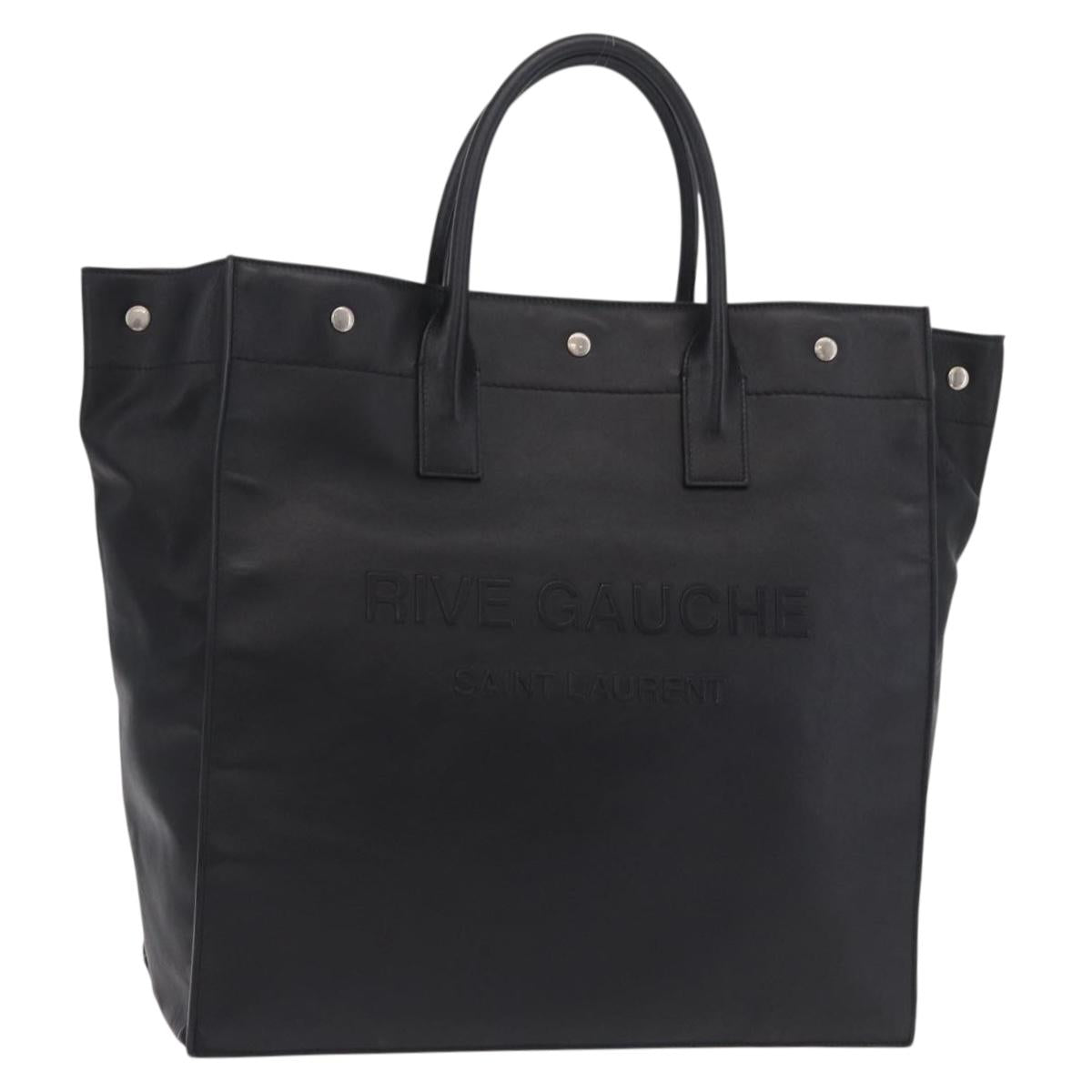 Saint Laurent Rive Gauche Tote Bag Leather Black Silver 663970 Auth ka6437M