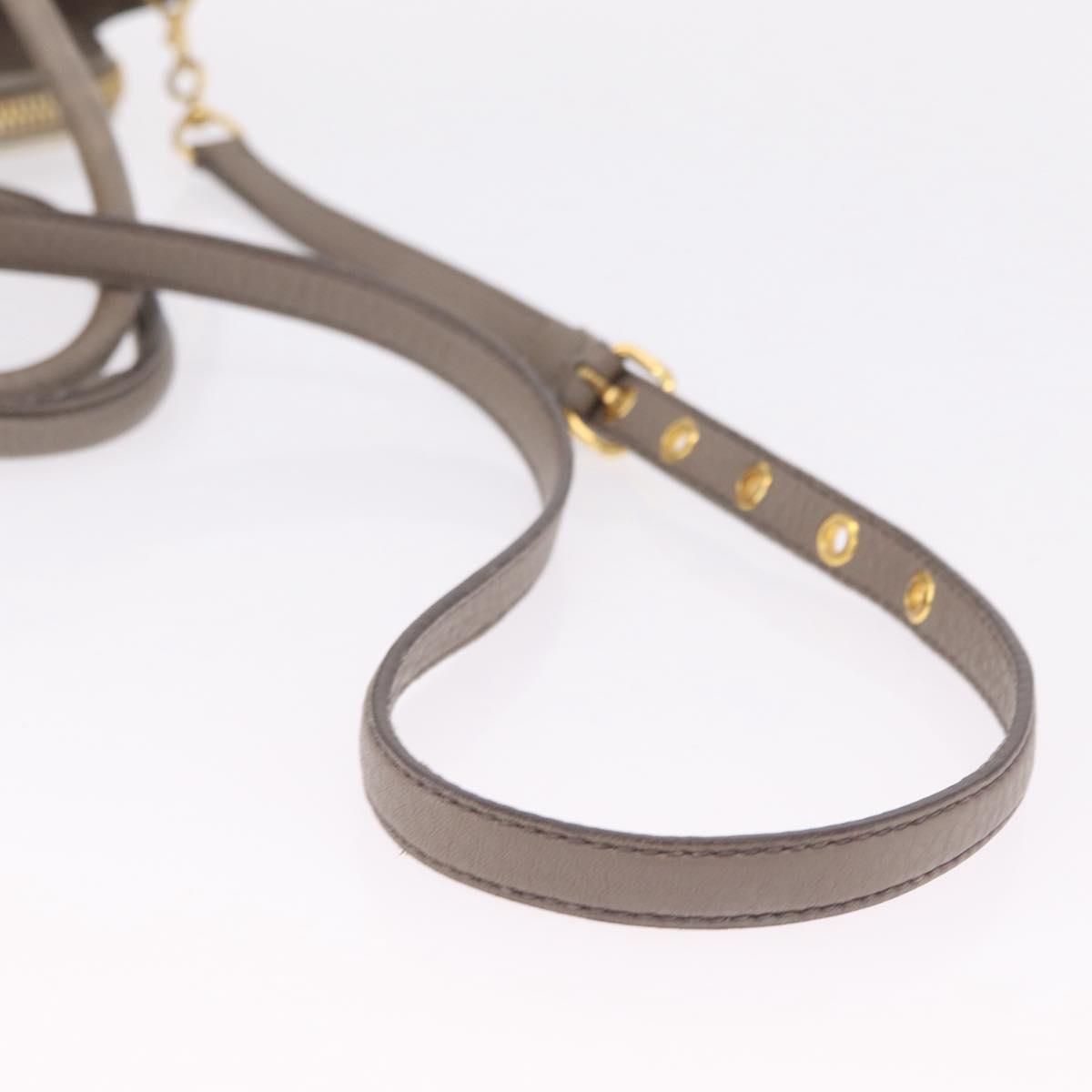 Miu Miu Hand Bag Leather 2way Beige Gold Tone Auth ka6438A