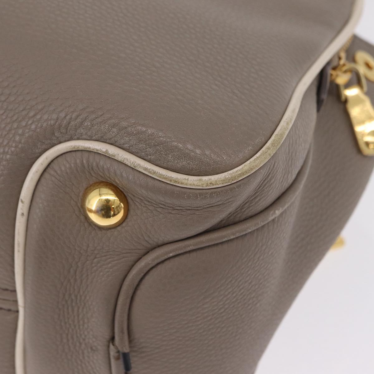 Miu Miu Hand Bag Leather 2way Beige Gold Tone Auth ka6438A