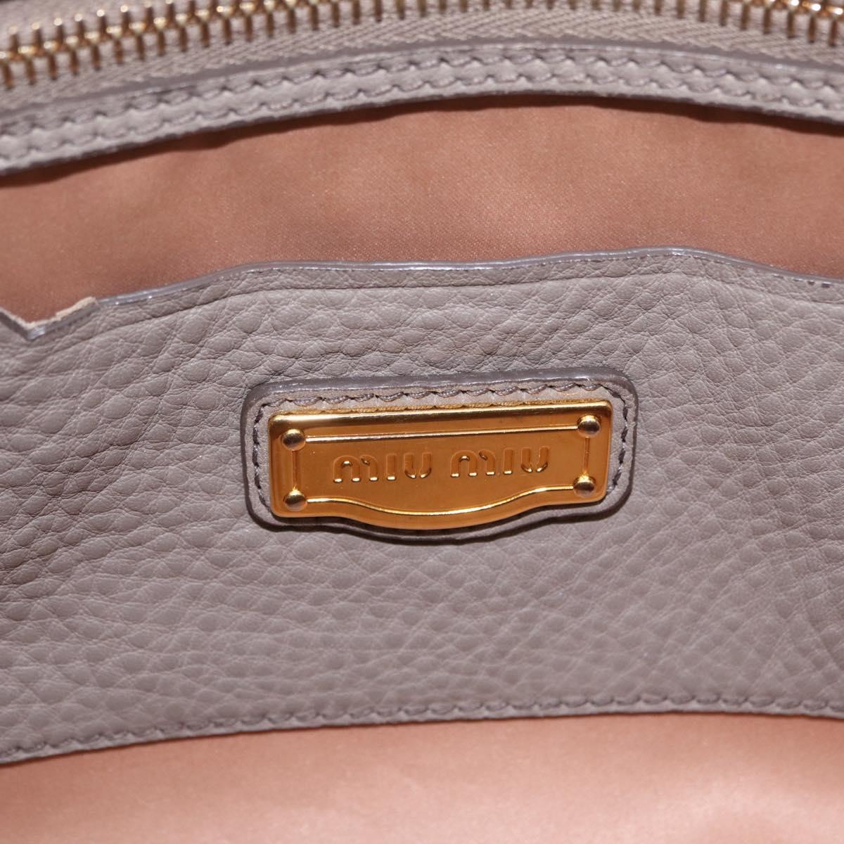 Miu Miu Hand Bag Leather 2way Beige Gold Tone Auth ka6438A