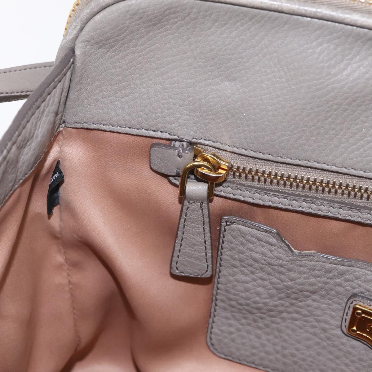 Miu Miu Hand Bag Leather 2way Beige Gold Tone Auth ka6438A