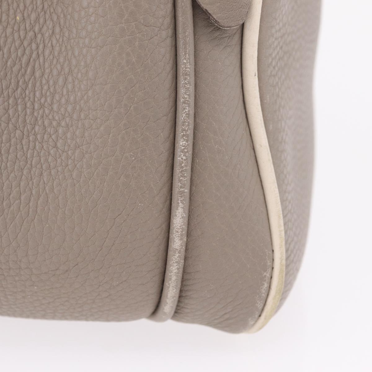 Miu Miu Hand Bag Leather 2way Beige Gold Tone Auth ka6438A