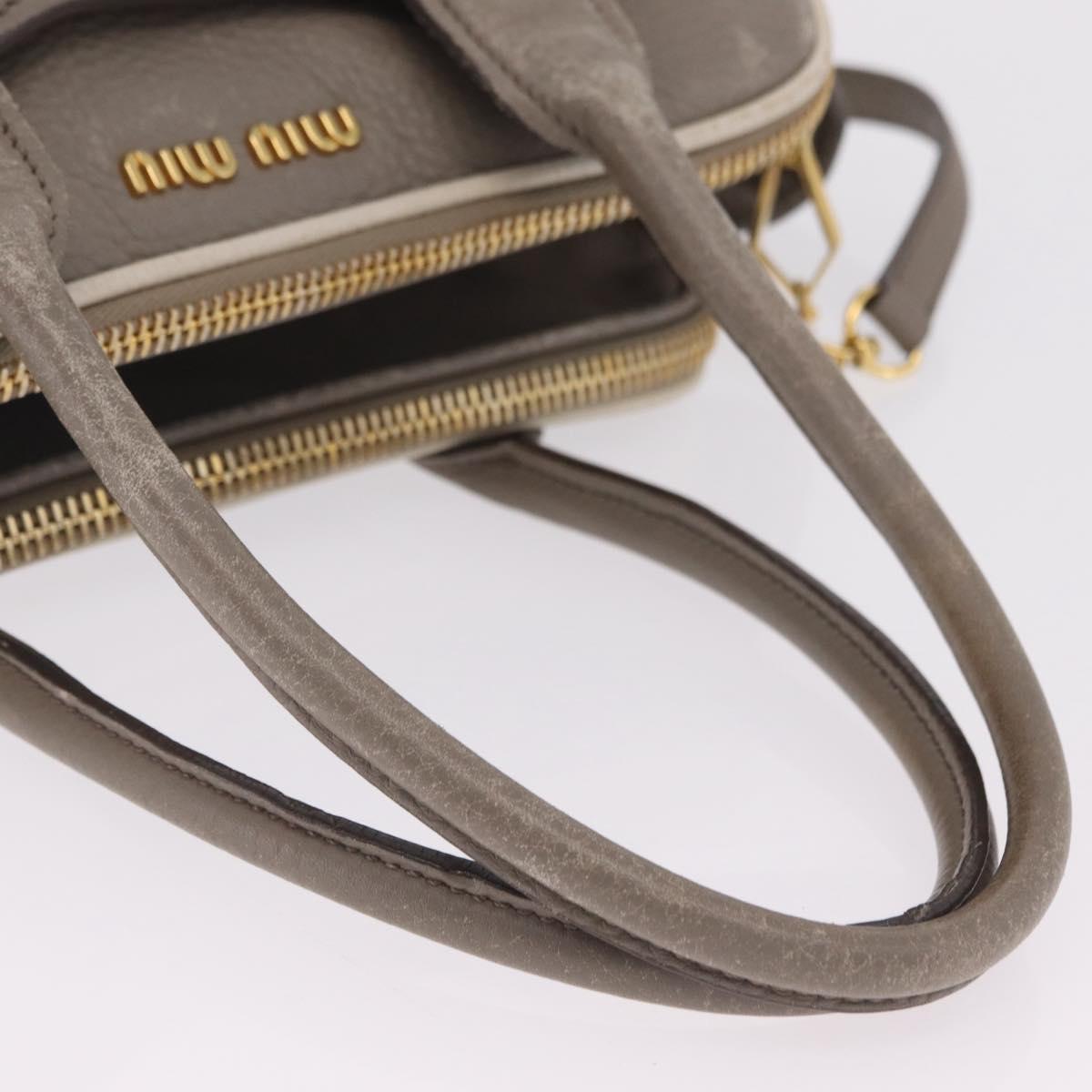 Miu Miu Hand Bag Leather 2way Beige Gold Tone Auth ka6438A