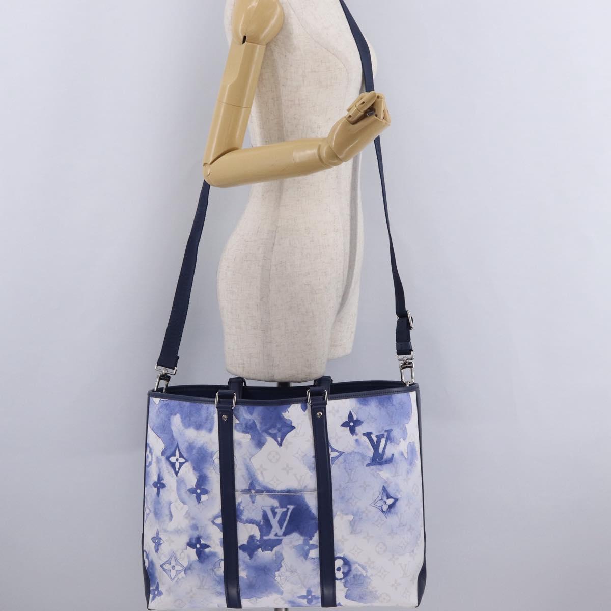 LOUIS VUITTON Monogram Watercolor Weekend Tote GM Blue M45755 LV Auth ka6444M
