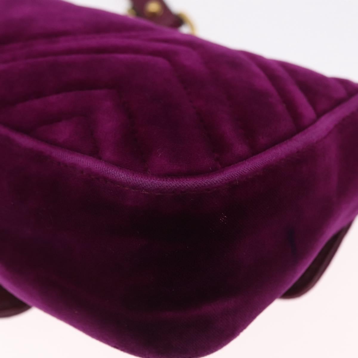 GUCCI GG Marmont Chain Shoulder Bag Velor Purple Gold Tone 446744 Auth ka6446V