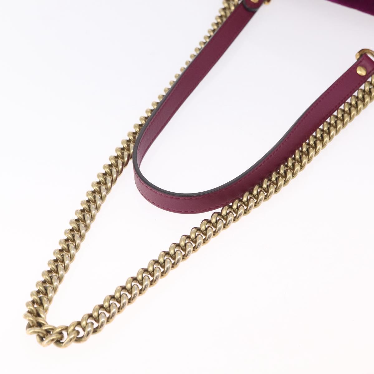 GUCCI GG Marmont Chain Shoulder Bag Velor Purple Gold Tone 446744 Auth ka6446V
