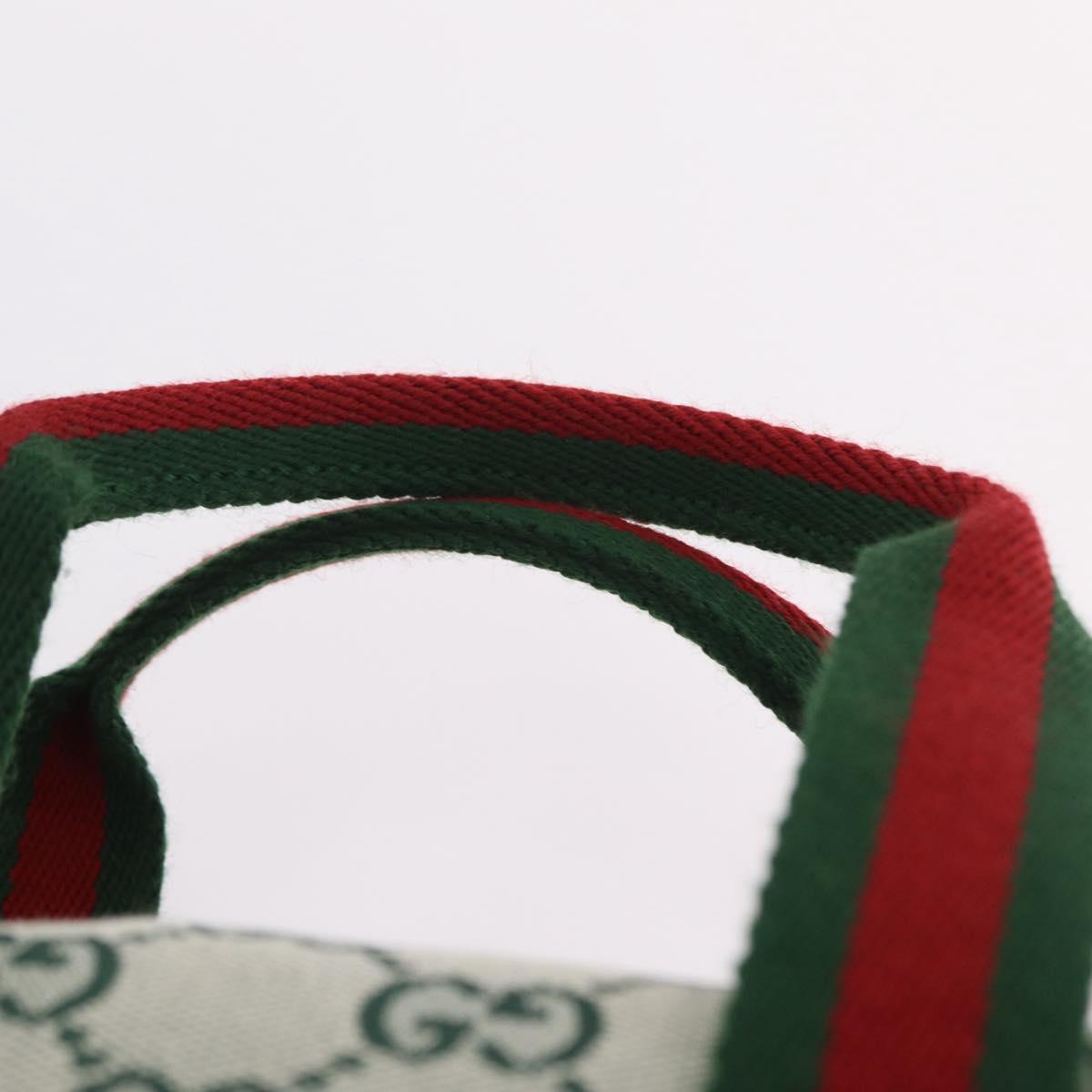 GUCCI GG Canvas Web Sherry Line Hand Bag 2way Green Gold 856055 Auth ka6448M