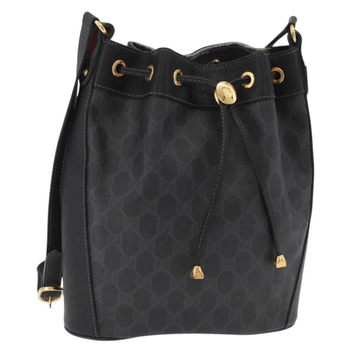 GUCCI GG Supreme Web Sherry Line Shoulder Bag PVC Black 41 02 034 Auth ka6455