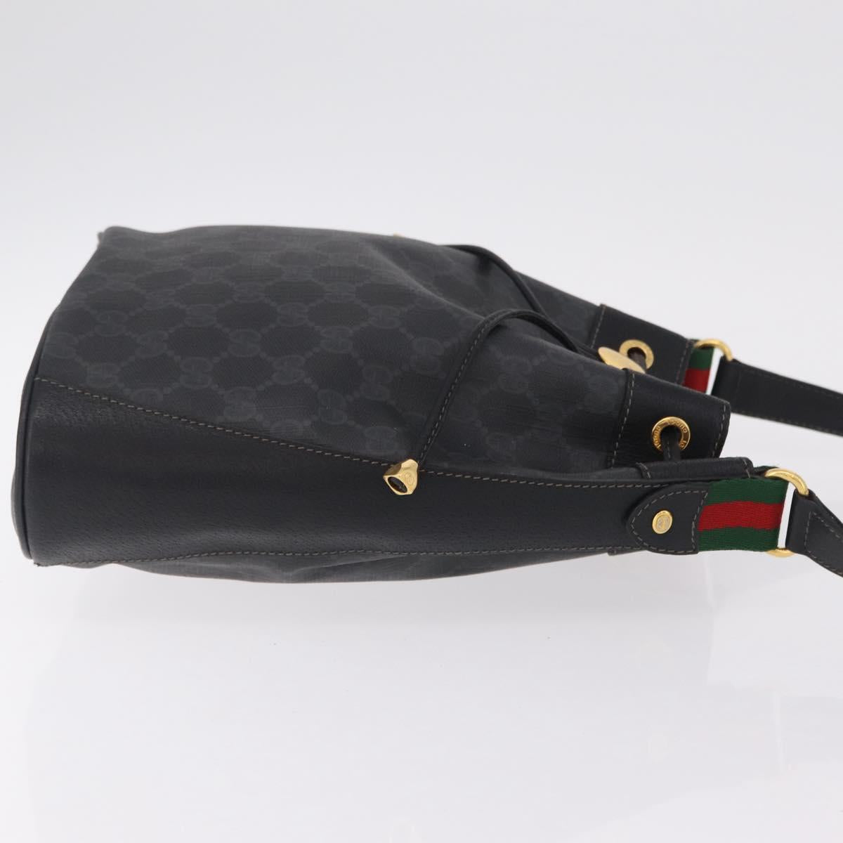 GUCCI GG Supreme Web Sherry Line Shoulder Bag PVC Black 41 02 034 Auth ka6455