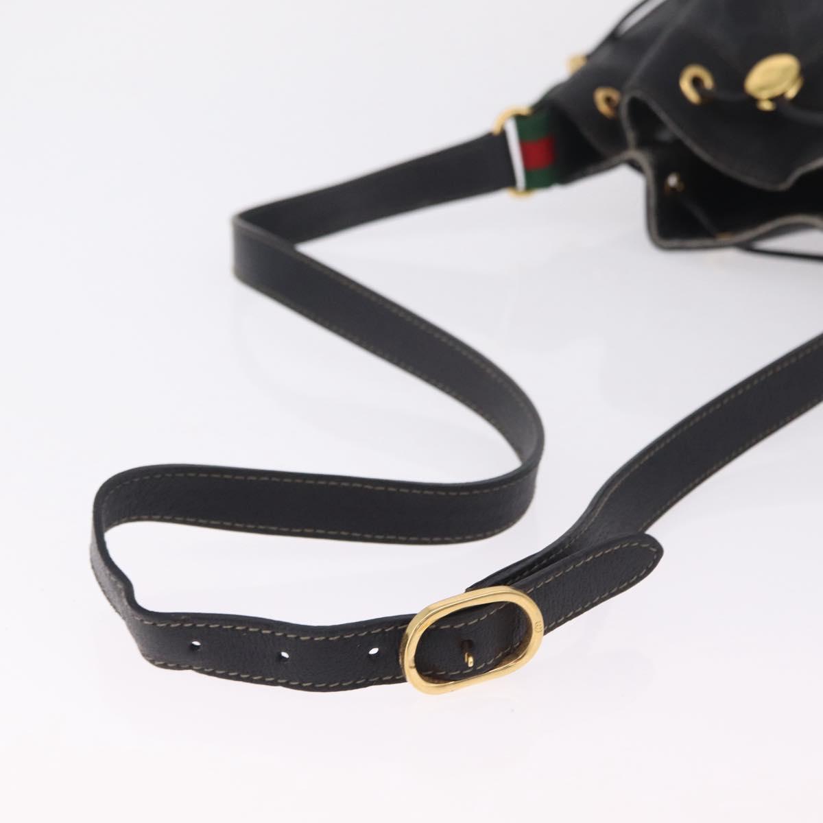 GUCCI GG Supreme Web Sherry Line Shoulder Bag PVC Black 41 02 034 Auth ka6455