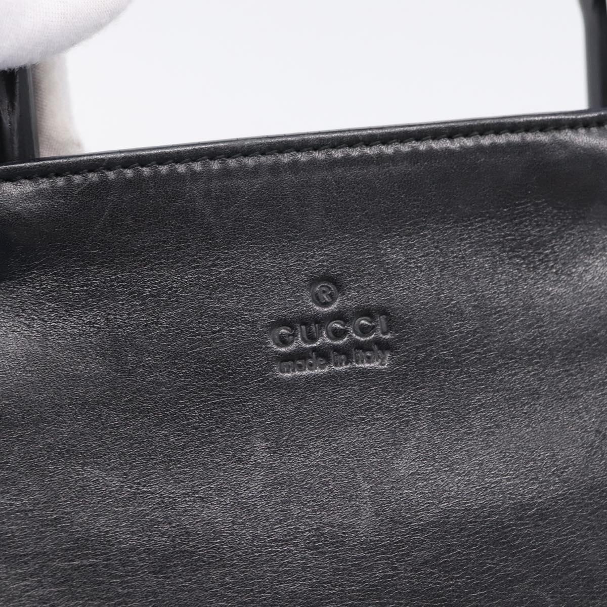 GUCCI Bamboo Hand Bag Leather Black Silver 002 1061 Auth ka6458