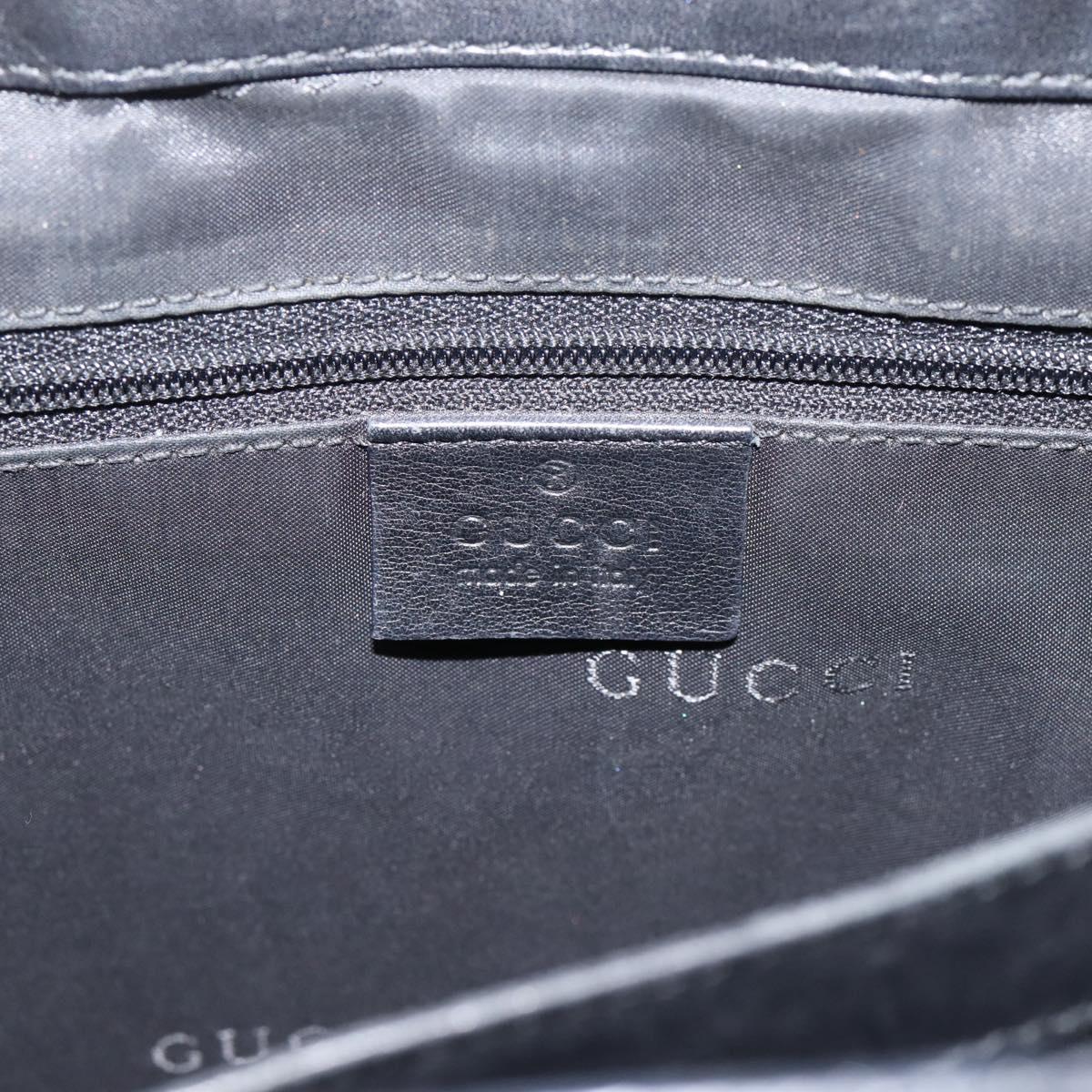 GUCCI Bamboo Hand Bag Leather Black Silver 002 1061 Auth ka6458