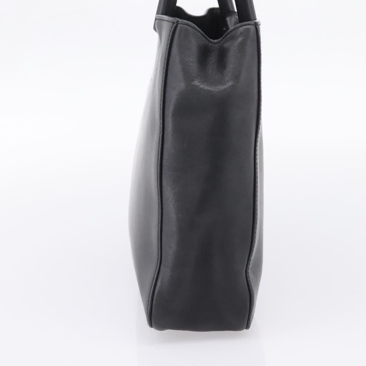 GUCCI Bamboo Hand Bag Leather Black Silver 002 1061 Auth ka6458