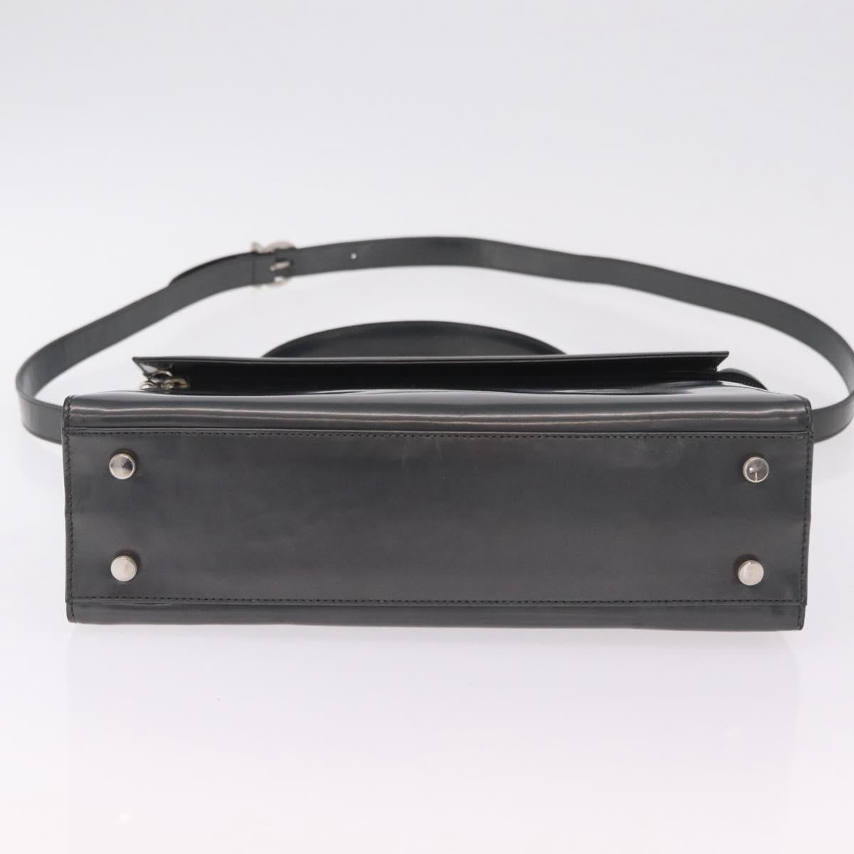 Salvatore Ferragamo Hand Bag Patent 2way Gray Silver Auth ka6464A