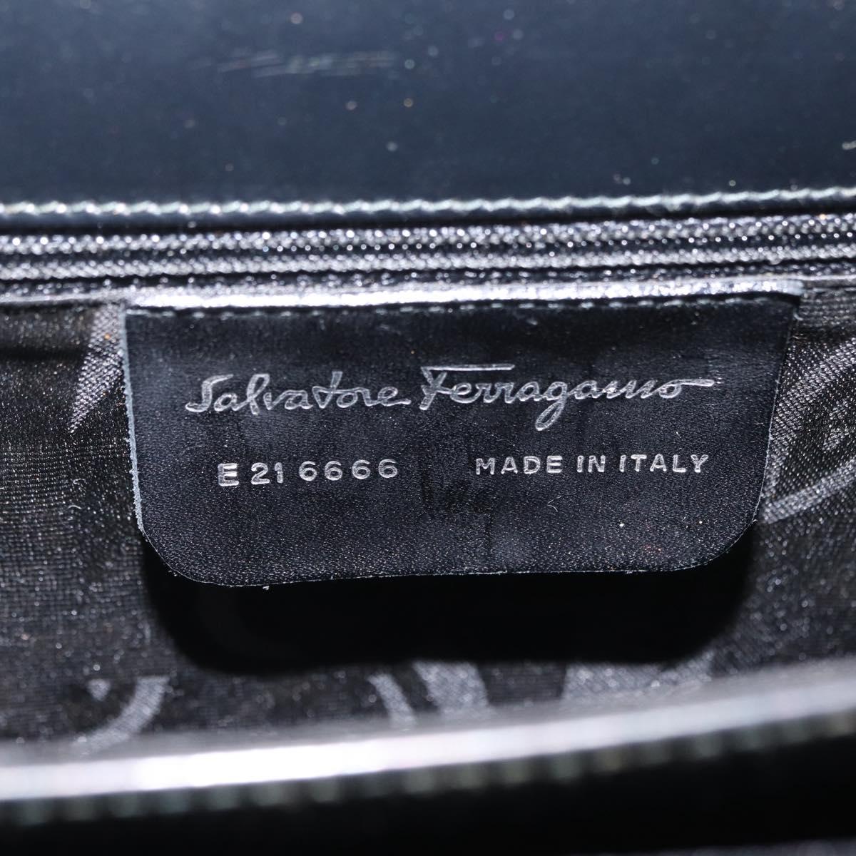 Salvatore Ferragamo Hand Bag Patent 2way Gray Silver Auth ka6464A