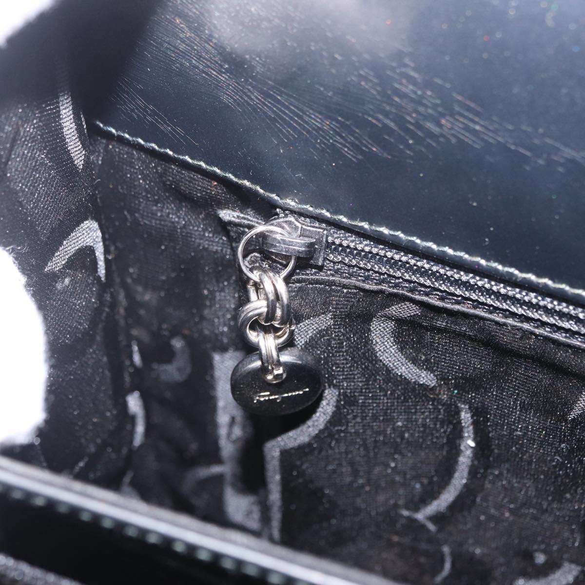 Salvatore Ferragamo Hand Bag Patent 2way Gray Silver Auth ka6464A