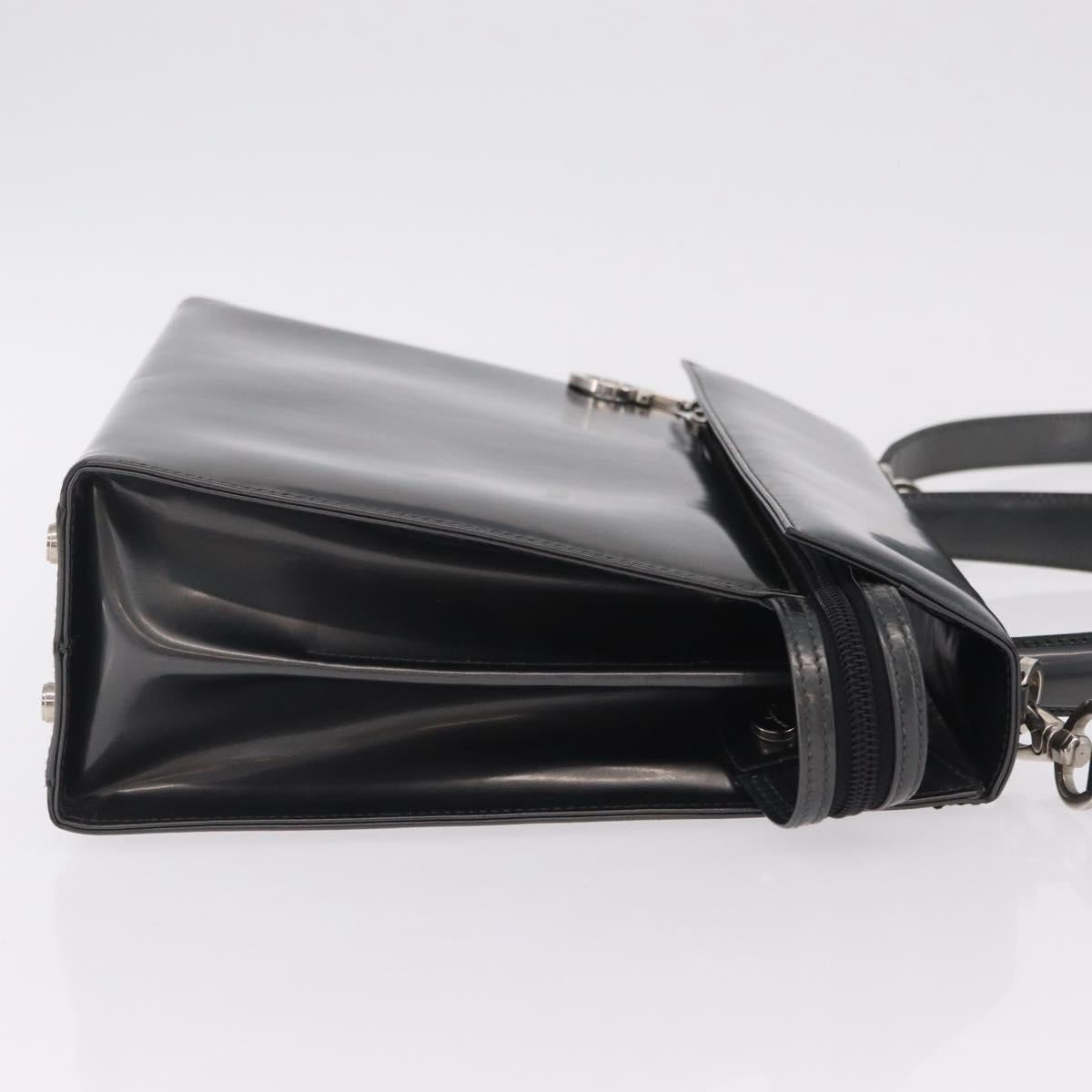 Salvatore Ferragamo Hand Bag Patent 2way Gray Silver Auth ka6464A