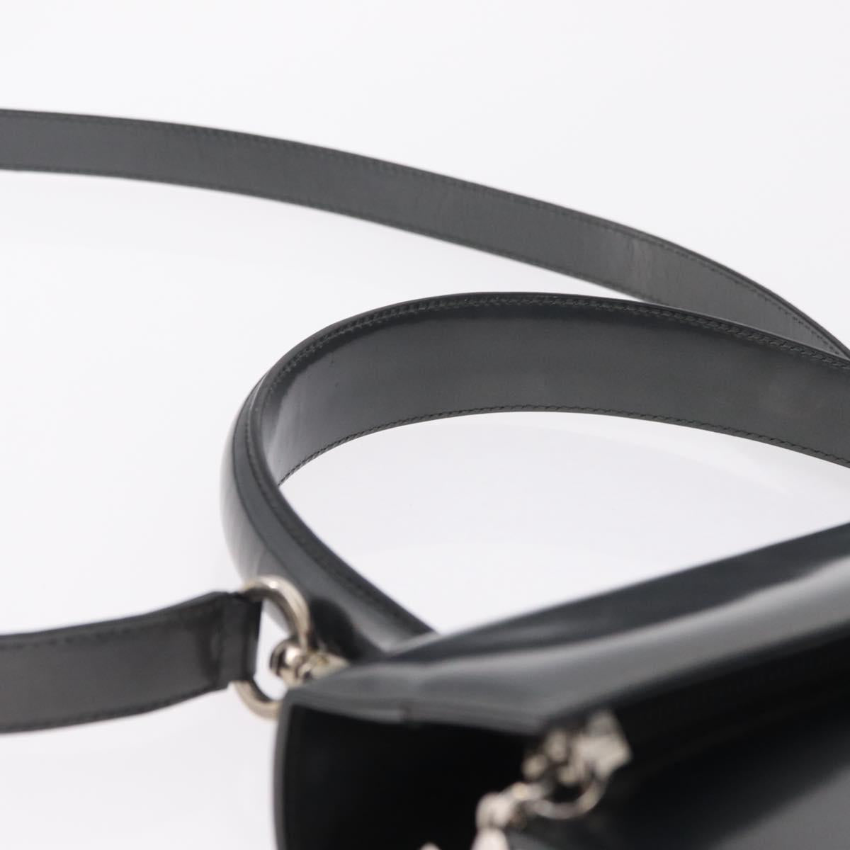 Salvatore Ferragamo Hand Bag Patent 2way Gray Silver Auth ka6464A