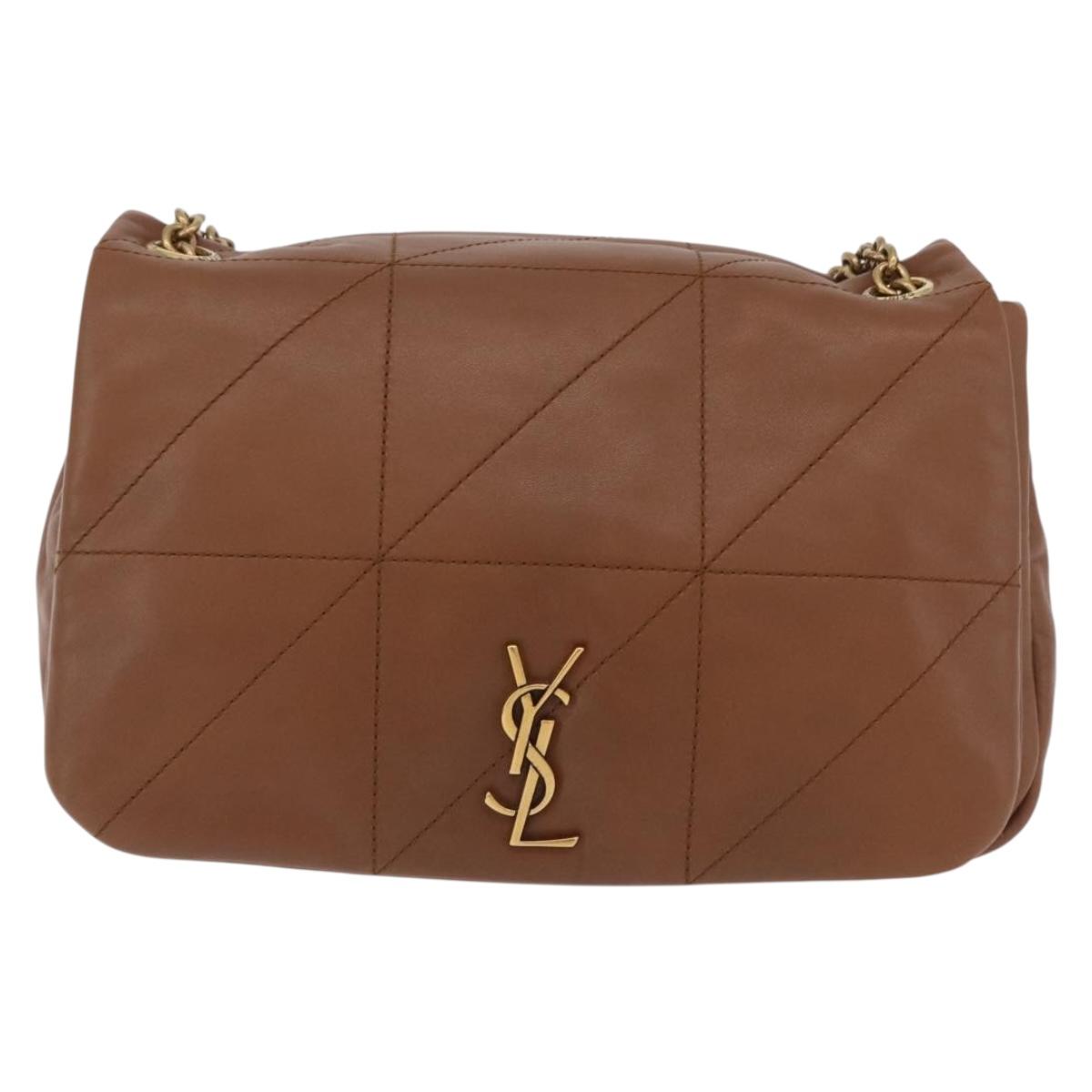 Saint Laurent Jamie Small Chain Shoulder Bag Leather Brown 763475 Auth ka6466SAM