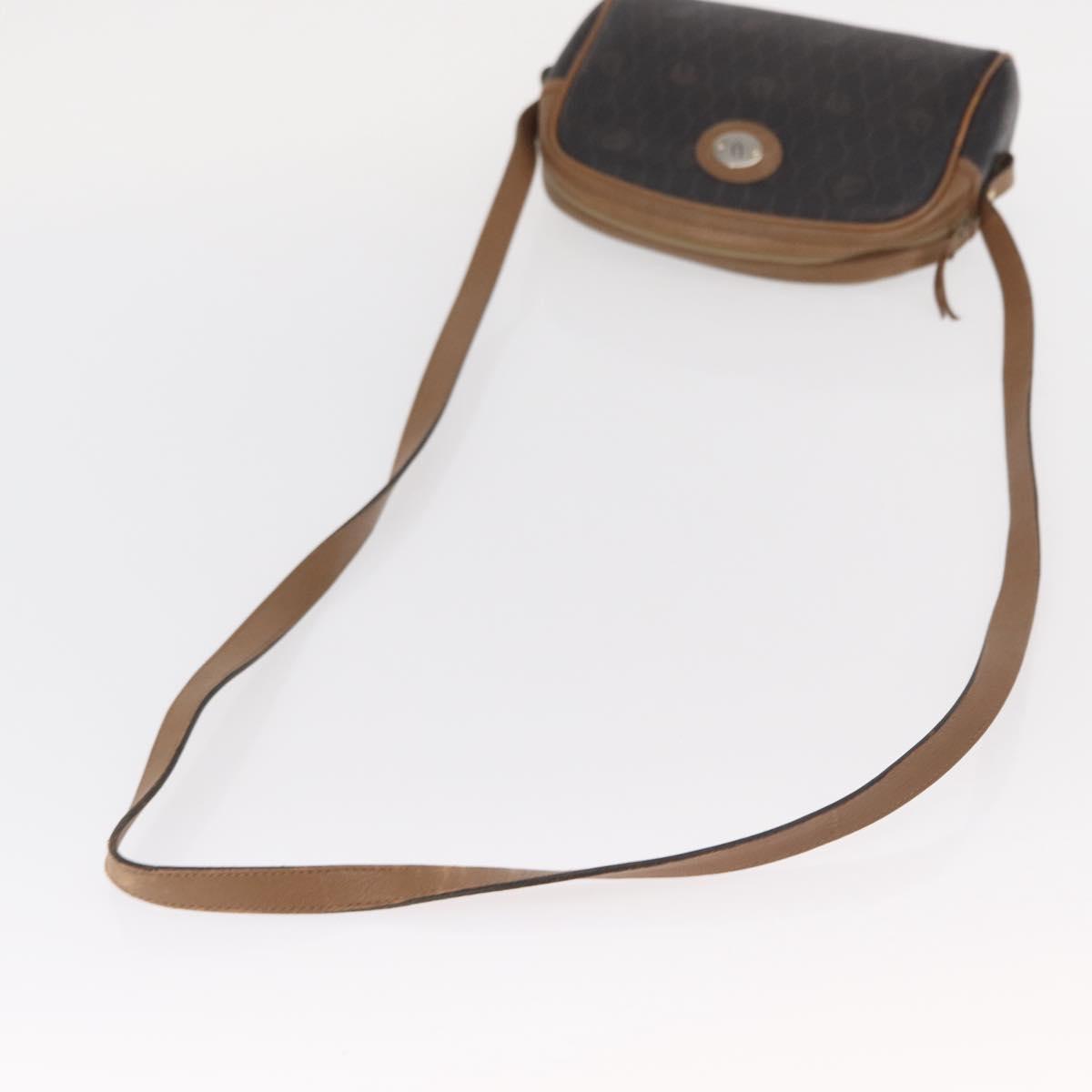 Christian Dior Honeycomb Canvas Shoulder Bag PVC Black Brown gold Auth ka647